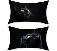 Negro Funda Cojin 60x90cm Fundas Cojines Sofa Terciopelo Fundas Cojines Exterior Impermeable Gato Funda Almohada Decorativos Exterior Jardin Juego de 2 Rectangular para Cama Outdoor Cushions u-16623