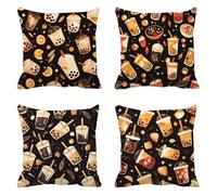 negro Funda Cojin 65 x 65 Juego de 4 Té con leche Cojines Sofa Terciopelo Funda de Almohada Cojines Decorativos, Cojin Infantil Pillow Case Cuadrado Cushion Covers Almohada Sofa, Home Decoration a-250