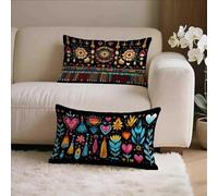 Negro Fundas Cojines 30x30 Juego de 2, GeometríA Fundas Cojines 30x30, Suave Terciopelo Cuadrado Pillow Case con Cremallera Oculta, Cushion Covers para Decoracion Hogar Sofás, Regalo Mujer 3-m6915