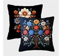 Negro Fundas Cojines 40x40 Juego de 2, NóRdico Fundas Cojines 40x40, Impermeable Lino Cuadrado Pillow Case con Cremallera Oculta, Cushion Covers para Decoracion Hogar Sofás Sala de Estar A-4533