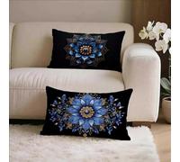 Negro Fundas Cojines 60x60 Juego de 2, Bohemia Fundas Cojines 60x60, Suave Terciopelo Cuadrado Pillow Case con Cremallera Oculta, Cushion Covers para Decoracion Hogar Sofás Sala de Estar Regalo A-m770