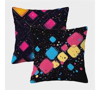 Negro Fundas Cojines 60x60 Juego de 2, GeometríA Fundas Cojines 60x60, Impermeable Lino Cuadrado Pillow Case con Cremallera Oculta, Cushion Covers para Decoracion Hogar Sofás Sala de Estar L-7641