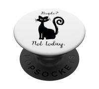 Negro Gato Lindo Divertido Diciendo Que La Gente No Hoy No PopSockets PopGrip Adhesivo