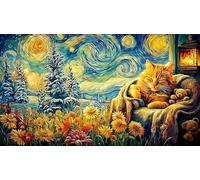 Negro Gato Under Moon with Mariposas and Flowers Puzzle de 1000 Piezas de Papel Reciclado - Juego Familiar Divertido & Actividad para casa Idea Adultos 75x50/1000pcs