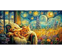 Negro Gato Under Moon with Mariposas and Flowers Puzzle de 1000 Piezas para niños - Juego Divertido & Estimulante para Adultos y Familia 38x52/1000pcs