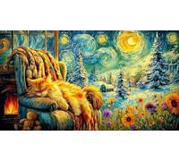 Negro Gato Under Moon with Mariposas and Flowers Puzzle para Adultos de 1000 Piezas - Papel Reciclado Idea Decoración de Pared & Actividad 38x26/1000pcs