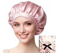 Negro Gorro de Seda Ajustable, Gorro de Seda para Dormir con Banda Ancha Elástica, Reutilizable Suave y Cómodo para Dormir, Adecuado para la Mayoría de los Tipos de Cabello