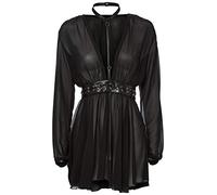 Negro Handmade vestido de muselina con correa/collar F150 talla 3 X L talla XL