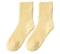 Negro Hombre esponjoso para mujer, suave y esponjoso, calcetines de invierno cómodos, lindos de peluche, calcetines de sueño cálido para el hogar, regalos de amarillo mosca de tierra, amarillo, Talla