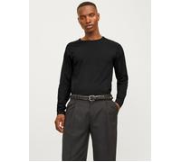 Negro Hombres Cotton/Elastane Camiseta De Manga Larga Liso XS EU