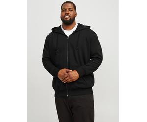 Negro Hombres Cotton/Polyester Plus Size Sudadera Con Cremallera Liso EU4XL US2XL EU