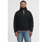 Negro Hombres Organic/Cotton/Recycled/Polyester/Acrylic/Elastane Plus Size Sudadera Con Media Cremallera EU4XL US2XL EU