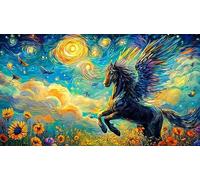Negro Horse Galloping Through Waves at Sunset Puzzle de 1000 Piezas - Actividad Familiar Divertida Idea Juego Estimulante para Adultos 75x50/1000pcs