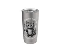 negro Humor de gato perezoso debido a no querer no gracias Vaso térmico de acero inoxidable de doble pared