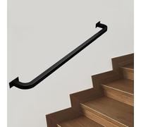 Negro il para escaleras de interior/exterior - 30 cm a 600 cm Juego completo de hierro cuadrado barra de soporte de barandilla de escalera - Elegante fácil de instalar (tamaño: 350 cm)