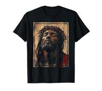 Negro Jesús Cara De Jesús Cruz Con Corona De Espinas Camiseta
