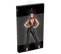 Negro Jumpsuit Inserts vestidos de piel látex/VERNIS para mujer talla M