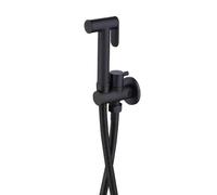 Negro Kit de Rociador de Mano para Inodoro, Agua Fría Rociador de Bidé de Mano en Pared Latón Pulverizador de Bidé de Mano con 1.5M Manguera y Soporte, para Higienico Personal, Duchas, Inodoro