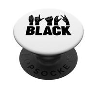 Negro Lenguaje de señas Negro ASL PopSockets PopGrip Adhesivo
