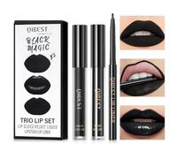 Negro Líquido Pintalabios, Delineadores de Labios, Lápiz Labial Líquido Negro, Set de Maquillaje Gótico, Impermeable y de Larga Duración para Halloween, Carnaval, Gótico