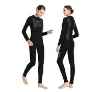 Negro,M,Traje de Neopreno Integral Mujer 3 mm Ultra Elástico, Traje de Buceo de Una Pieza con Cremallera Trasera y Cremalleras en Puños y Tobillos, Traje Térmico Flexible para Surf