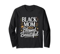 Negro Mamá Bold Blessed Hermosa Corona Estilo Manga Larga