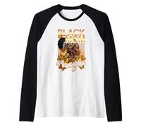 Negro Mamá Magia Melanina Reina Mariposa Afroamericano Camiseta Manga Raglan