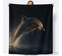 Negro Manta de Franela Ultra Suave 100 x 130 cm Películas Animales Delfines, Manta de Franela Elegante, Calidez para Todas Las Estaciones - Ideal para Sofá Cama o Viajes
