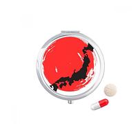 Negro mapa resumen Japón Travel bolsillo píldora caso medicina dispensador espejo regalo caja de almacenamiento