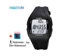 (Negro mejorado) SYNOKE Reloj deportivo de moda para hombre, resistente al agua, para natación, fitness,