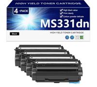 Negro MS331dn Cartucho de Tóner de Alta Capacidad de Repuesto para Lexmark MS331dn MS431dn MS431dw MX331adn MX431adn MX431adw Impresoras, Impresión de Alta Definición, 3000 Páginas,Black-4 Pack