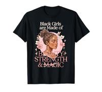 Negro Mujer Girly Coqueta Arco Floral Magia Fuerza Belleza Camiseta