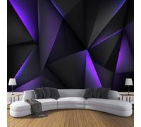 Negro Murales Decorativos Pared Papel Pintado Panorámico Geometría 150×105cm Póster Gigante de Pared Personalizado 3DTriángulo Morado Brillante Para Salón o Dormitorio Comedores