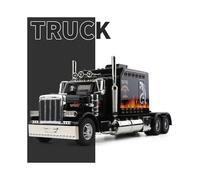 (Negro) Nuevo modelo de coche con cabeza de cami?n de remolque de aleaci?n 1/24, cami?n contenedor de