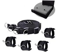 Negro Nylon Cuatro Tiras Banda De Resistencia EláStica De Yoga Junto A La Cama, Equipado con Correas Ajustables De MuñEca Y Tobillo, Regalo De Pareja - K04