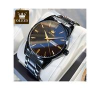 (negro)OLEVS Relojes de pulsera clásicos dorados para negocios de primera marca de lujo de cuero impermeable