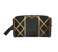 Negro Oro Geométrico, Bolsa de Maquillaje Bolsa de cosméticos Bolsa de artículos de tocador de Viaje portátil Organizador de Bolsa de Maquillaje