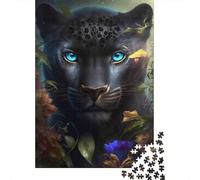 Negro Pantera Ojos Azules Set De 1000 Piezas Papel Reciclado Puzzle Familiar Aficionados A Los Rompecabezas Atractivo Actividad Vinculación Familiar 70x50cm/1000pcs
