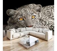 Negro Papel Pintado Animales Salvajes 200 X 140 Cm Alta Definición Leopardo Retrato Fotomurale 3D, Fotomurales Pared Tejido No Tejido Murales Fotográfico - Moderno Decoración De Paredes