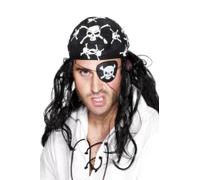 Negro Parche Pirata Calavera Huesos Cruzados Disfraz Adulto Accesorio