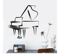 Negro - Pegatina de pared para aula de música patrón de piano pegatina de vinilo Estudio de música Art Deco