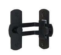 (Negro) Perno de bloqueo de puerta abatible de 90 grados Puerta de granero Cerradura de ángulo recto Hebilla de puerta curva