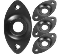 Negro Placa de Conector de Guitarra 4 Piezas de Metal | Repuesto y Mejora, Protege la Conexión, Reduce Ruido y Retroalimentación, Acabado Clásico, Uso DIY