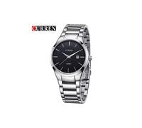 (Negro plateado) Relojes de pulsera Curren de lujo clásicos de moda para hombres de negocios con fecha