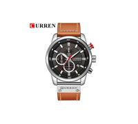 (Negro plateado) Relojes deportivos militares de lujo Curren para hombre, reloj de cuarzo para hombre,