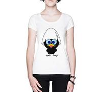 Negro Pollo Blanca Mujer Camiseta Tamaño S White Women's tee Size S