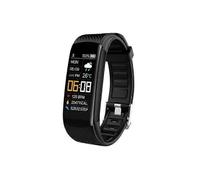 (Negro) Pulsera de fitness con podómetro y control de la presión arterial, monitor de ritmo cardíaco