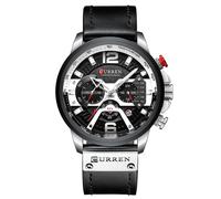 (Negro) Reloj de cuarzo Curren 8329 para hombre de negocios, reloj de pulsera deportivo sencillo