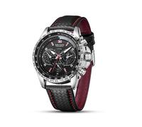 (Negro) Reloj de pulsera analógico de cuarzo MEGIR para hombre, de marca, resistente al agua, de cuero