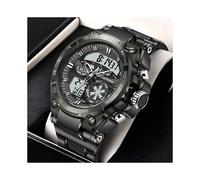 (Negro) Reloj deportivo de moda LIGE de la mejor marca para hombre, reloj digital de cuarzo con pantalla